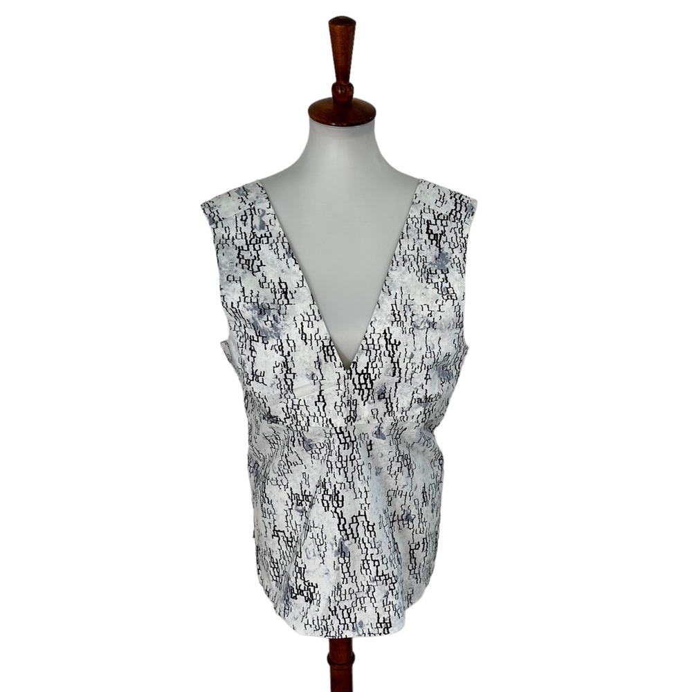 COS Blouse Tank Top White Black Size 12